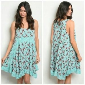 Mint Handkerchief Hem Swing Tunic Dress